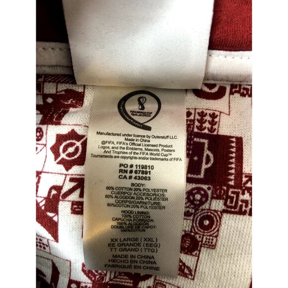 FIFA World Cup Mens Hoodie Sweatshirt Size XXL Licensed 2022 Black Burgundy - Picture 6 of 6